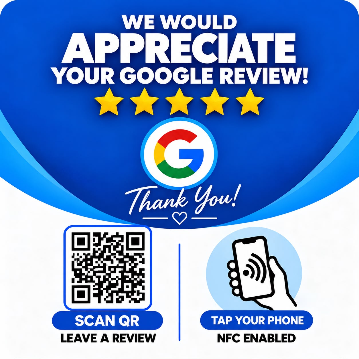 Mocha Google Review NFC and QR card design